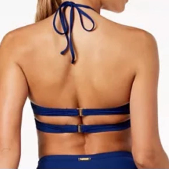 NWT Lauren Ralph Lauren Blue Beaded Halter Bikini Top 8 - Picture 2 of 12